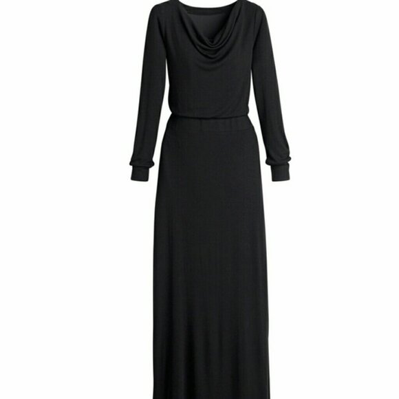 Chico's Cowl Neck Black Maxi Dress LP - Picture 2 of 16
